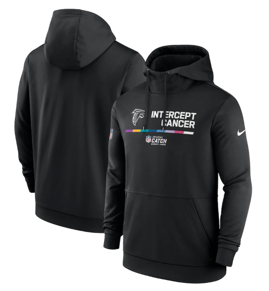Men's Atlanta Falcons 2022 Black Crucial Catch Therma Performance Pullover Hoodie